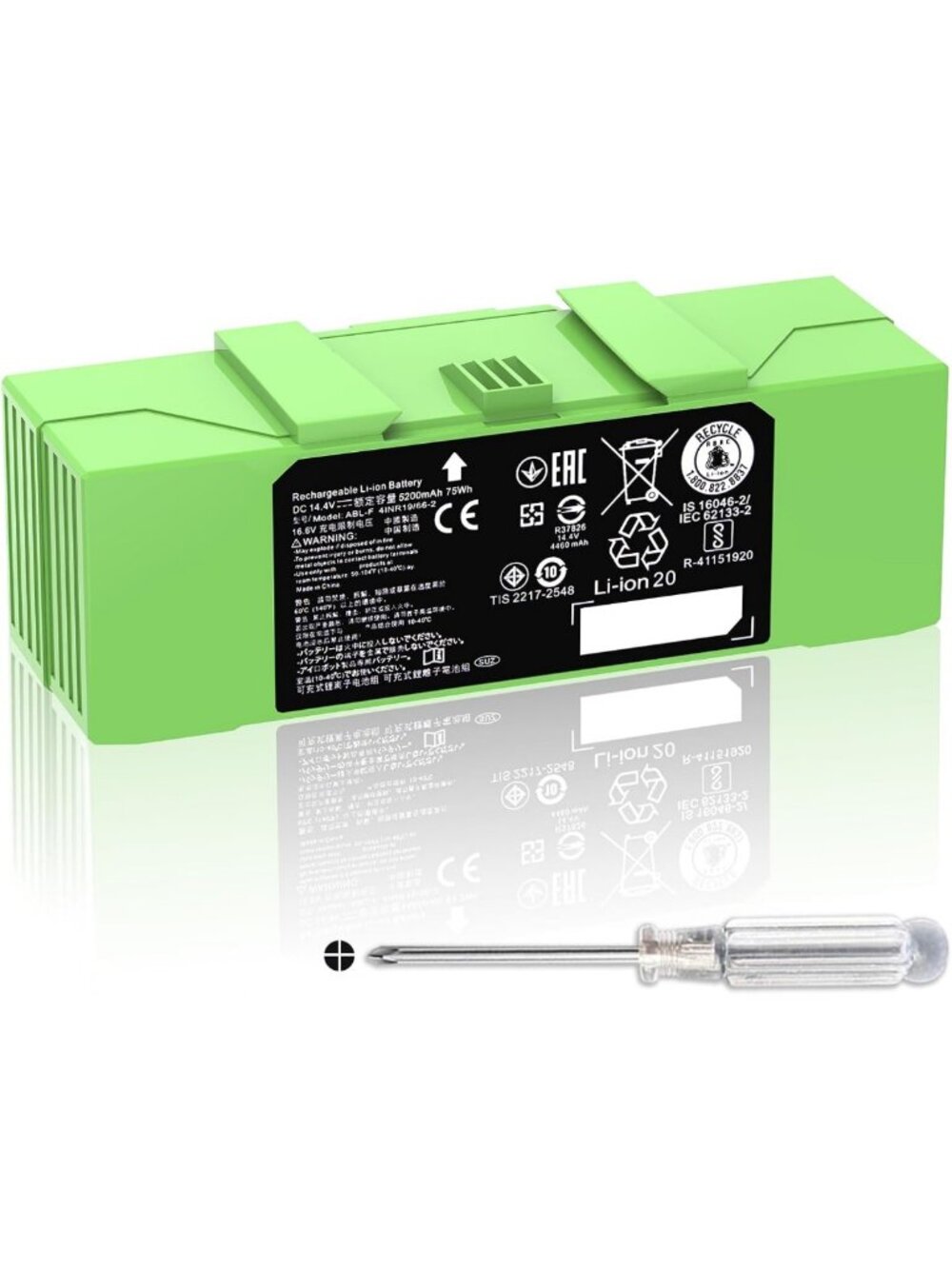 High-Capacity 5200mAh Replacement Battery for Roomba i, e, & j Series - 75Wh